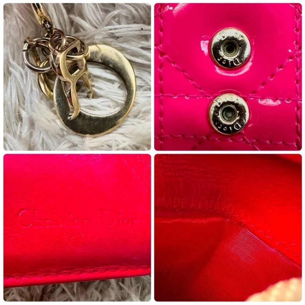 Dior Pink Glossy Quilted Wallet